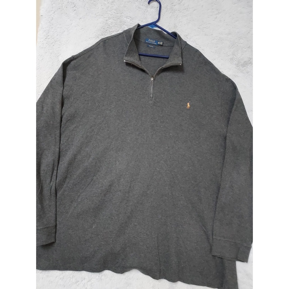 Polo Ralph Lauren Sweater Mens 4XLT 4XL TALL Quarter Zip Mock Navy Estate Rib